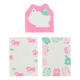 stone marketing - new aji gami retro memo pad with cat motifs in pink and blue on white background - winter's moon