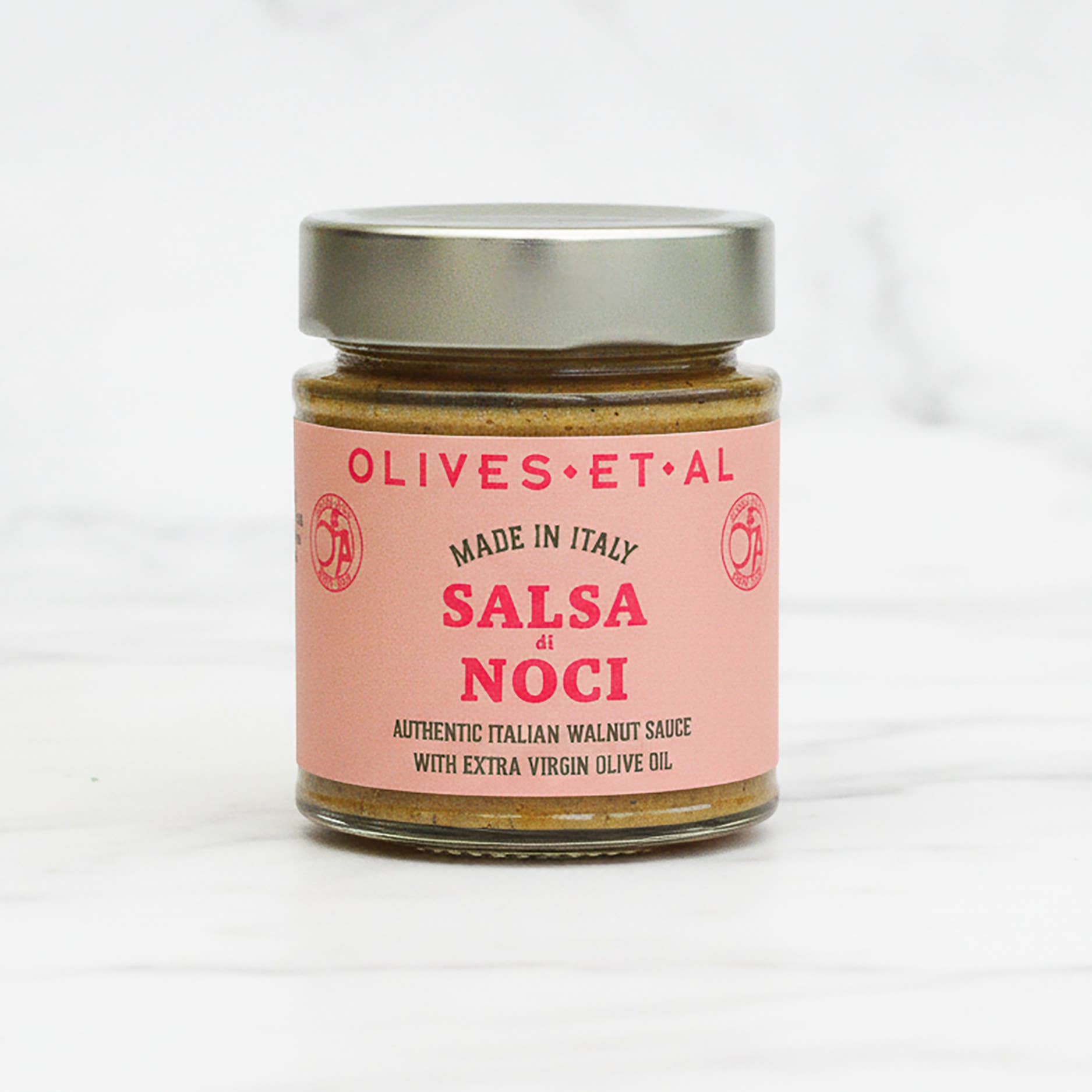 olives et al - jar of salsa di noci on white background - winter's moon