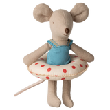 maileg - little sister beach mouse with red dotty float - winter's moon