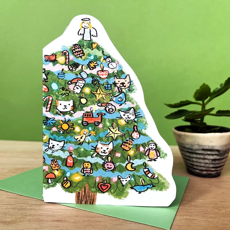 'Cat Christmas Tree' Greetings Card - Winter's Moon 