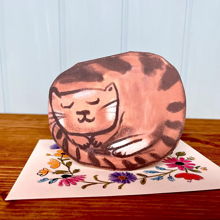 'Curled Up Cat' Greetings Card - Winter's Moon 