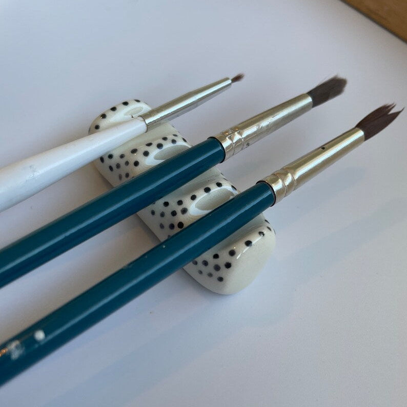 Ceramic Paintbrush Holder - Winter's Moon 