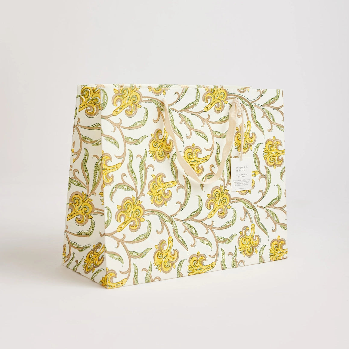 Block Printed Luxury Gift Bags - Large (Sunshine) - Winter's Moon
