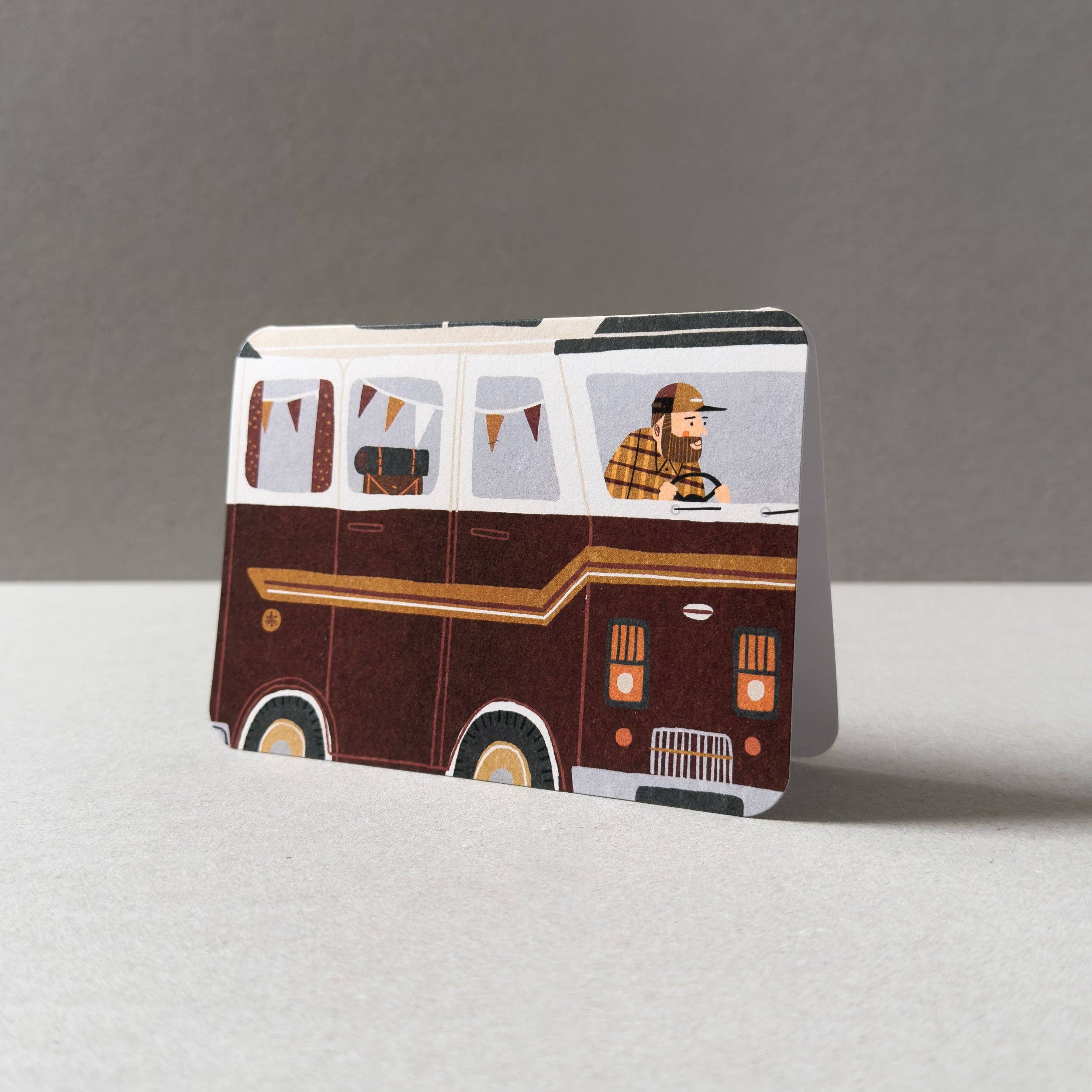 'Red Campervan' Greetings Card - Winter's Moon 