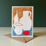 'White Vessels, Red Apple' Greetings Card