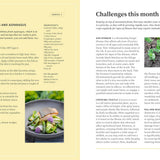 gardners - rhs garden almanac 2027 book spread about salmon recipe - winter's moon