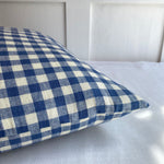Cushion in Blue & Off White Linen Gingham - Winter's Moon 