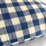 Cushion in Blue & Off White Linen Gingham - Winter's Moon 