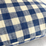 Cushion in Blue & Off White Linen Gingham - Winter's Moon 