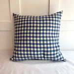 Cushion in Blue & Off White Linen Gingham - Winter's Moon 
