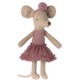 maileg - little sister ballerina mouse in heather purple outfit - winter's moon