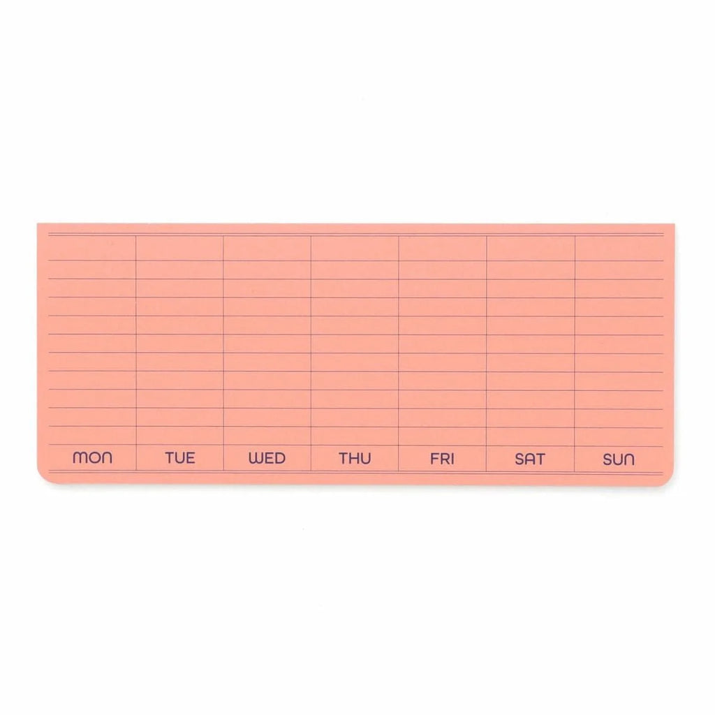 Rectangular pink weekly calendar sticky note