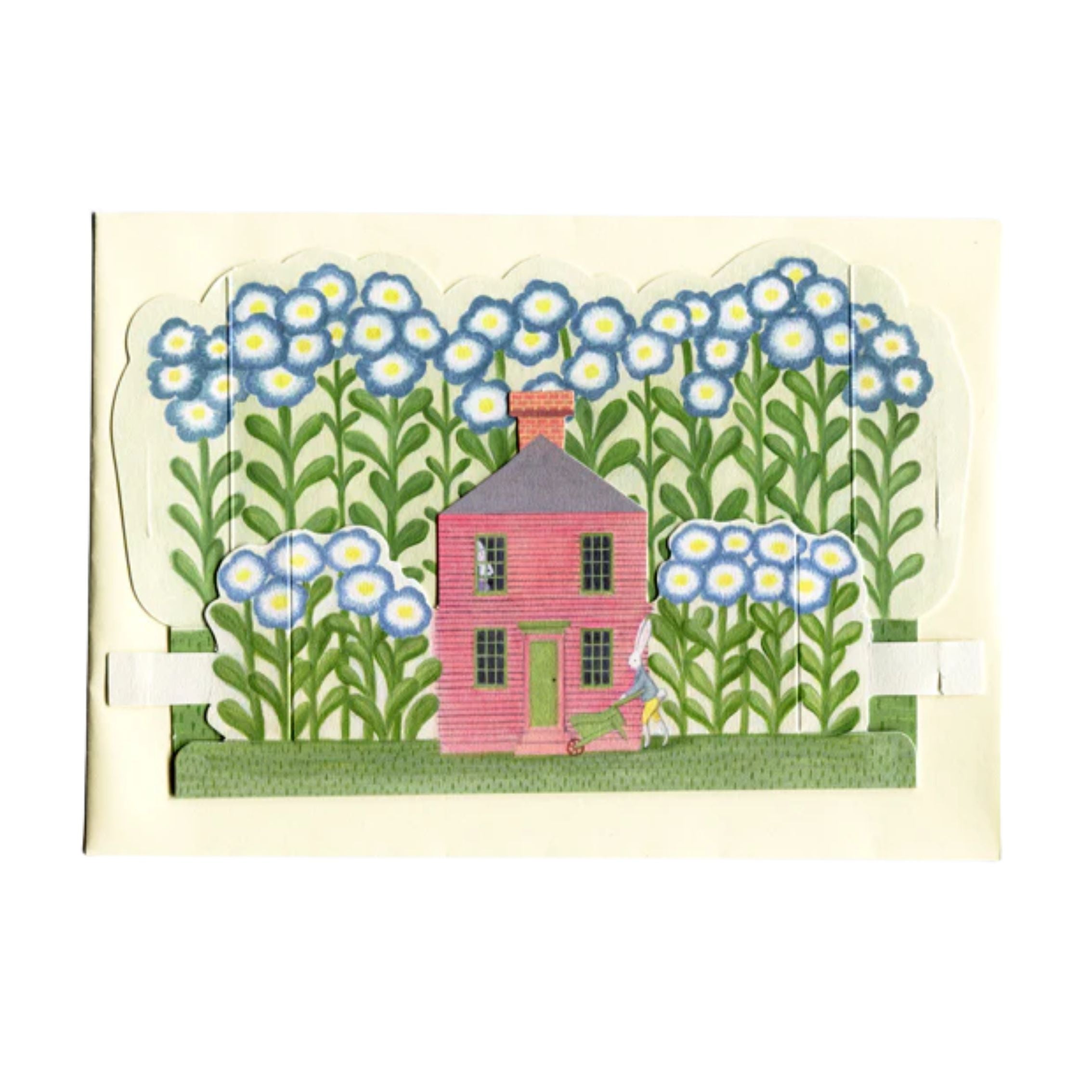 elizabeth harbour designs - flat rabbit house diorama pop-up card on white background - winter's moon