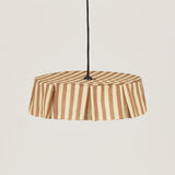 Striped pendant lampshade on a beige background