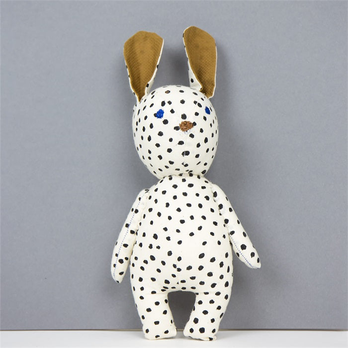 Fairtrade handmade spotty rabbit childrens toy, with mustard ears - Winter's Moon
