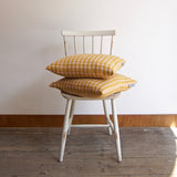 Cushion in Rhubarb & Custard Linen Gingham - Winter's Moon 