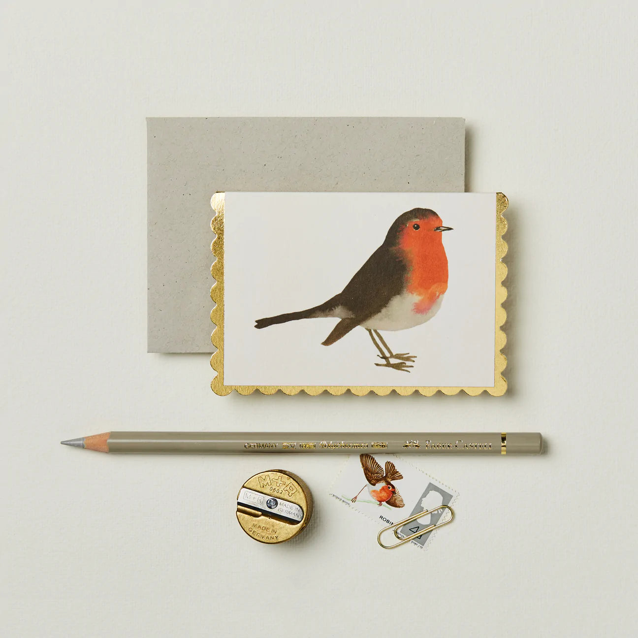'Robin' Mini Greetings Card - Winter's Moon 