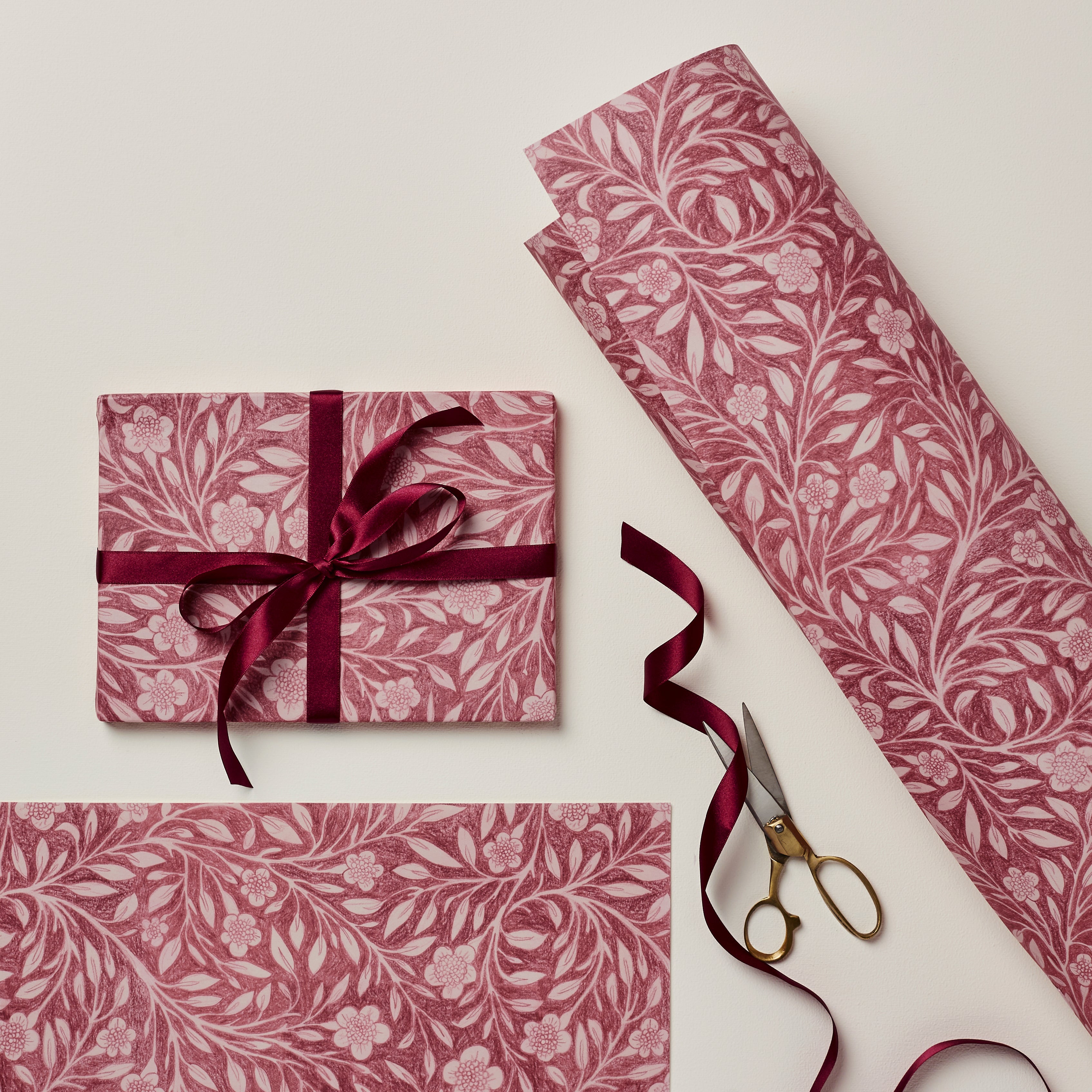 'Pink Flora’ Wrapping Paper - Winter's Moon 