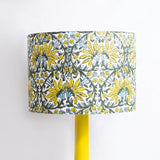 Jasmine Block-Print Fabric Lampshade - Winter's Moon 