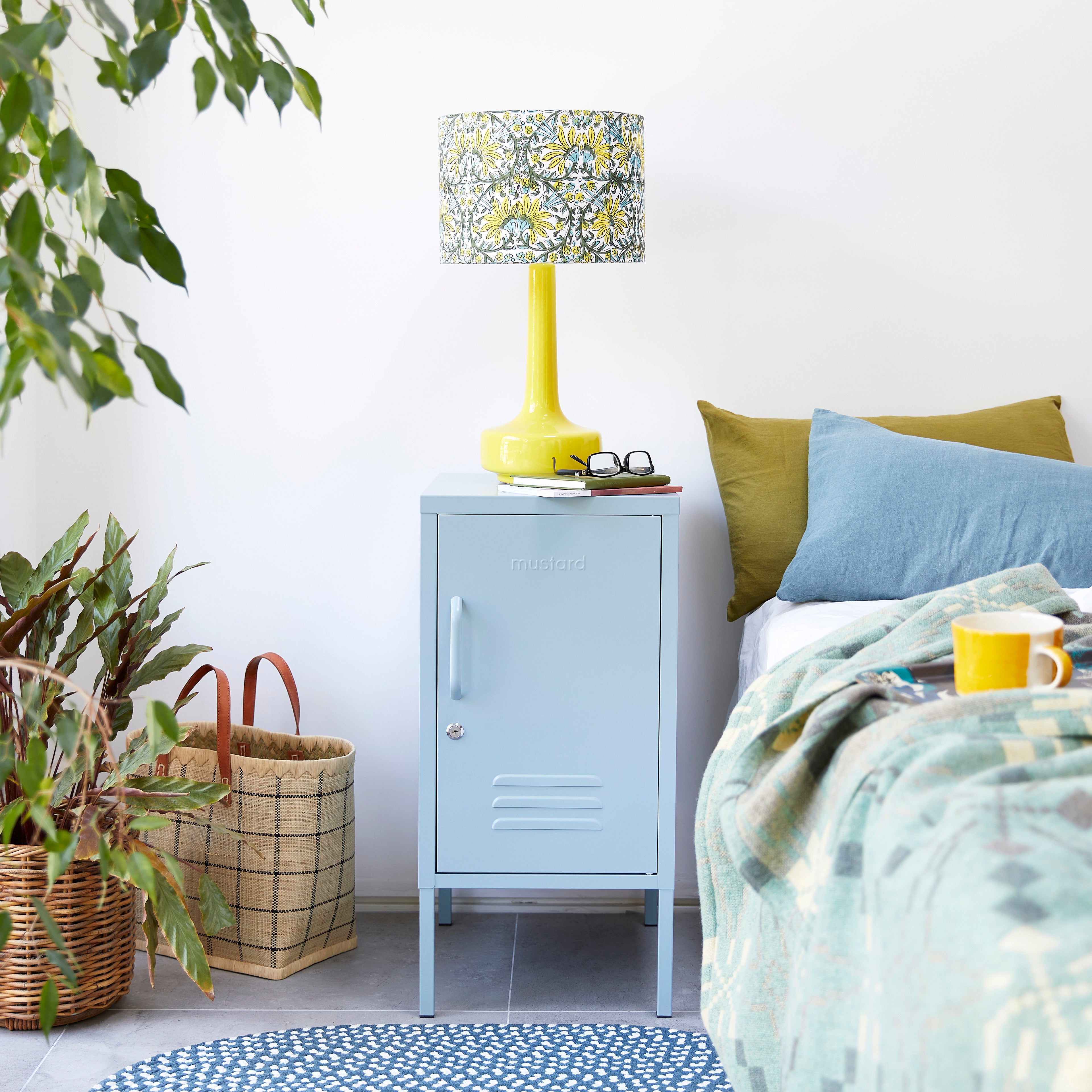 Jasmine Block-Print Fabric Lampshade - Winter's Moon 
