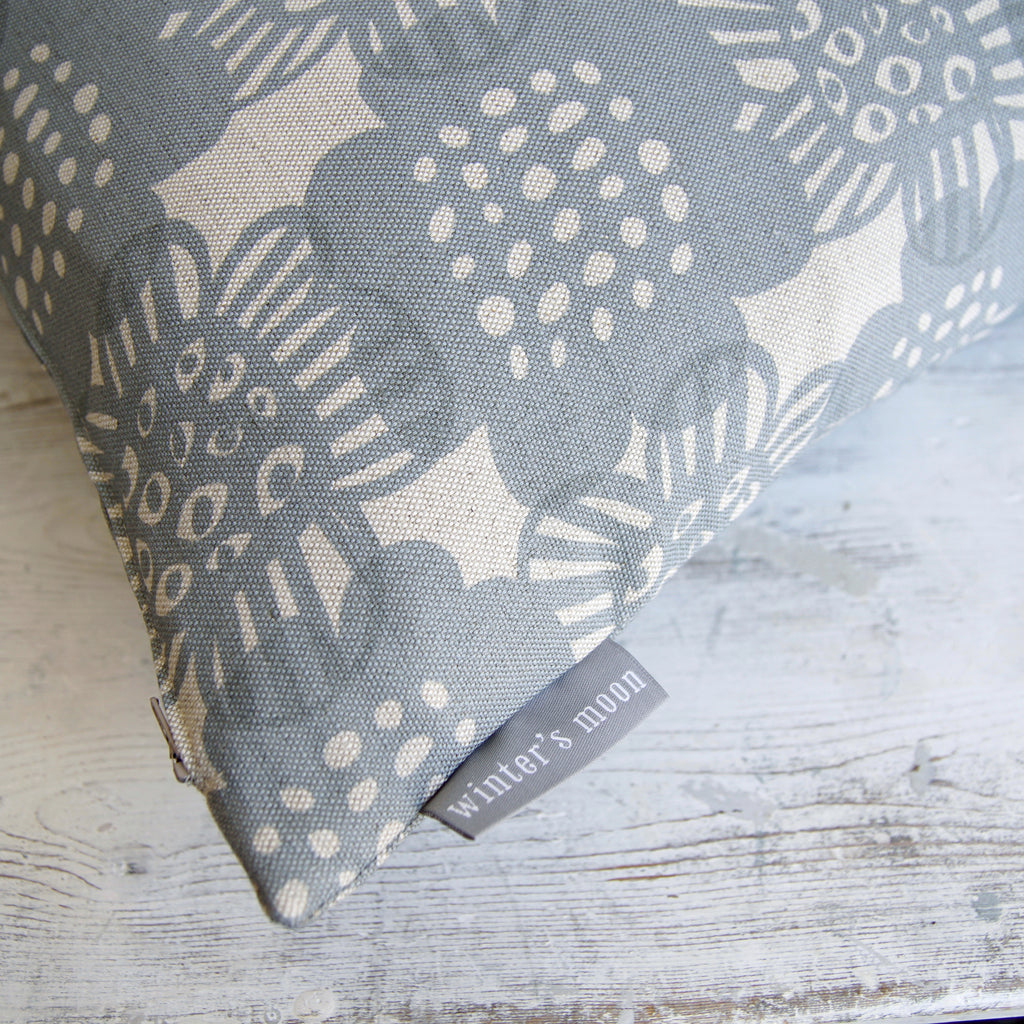 Cushion in Bloom - Pewter Grey - Winter's Moon 