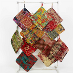 Recycled fabric Sari pot holder - Winter's Moon