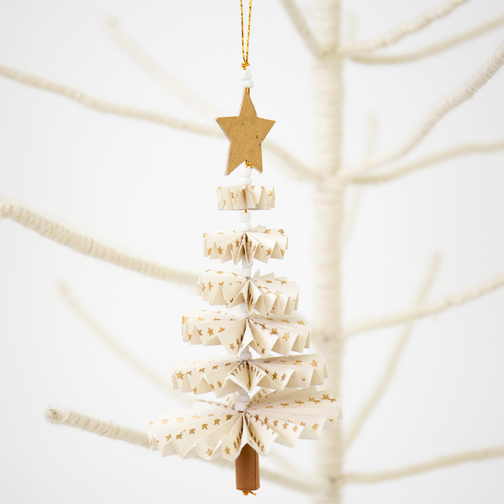 Paper Christmas Tree Decoration - White - Winter's Moon 