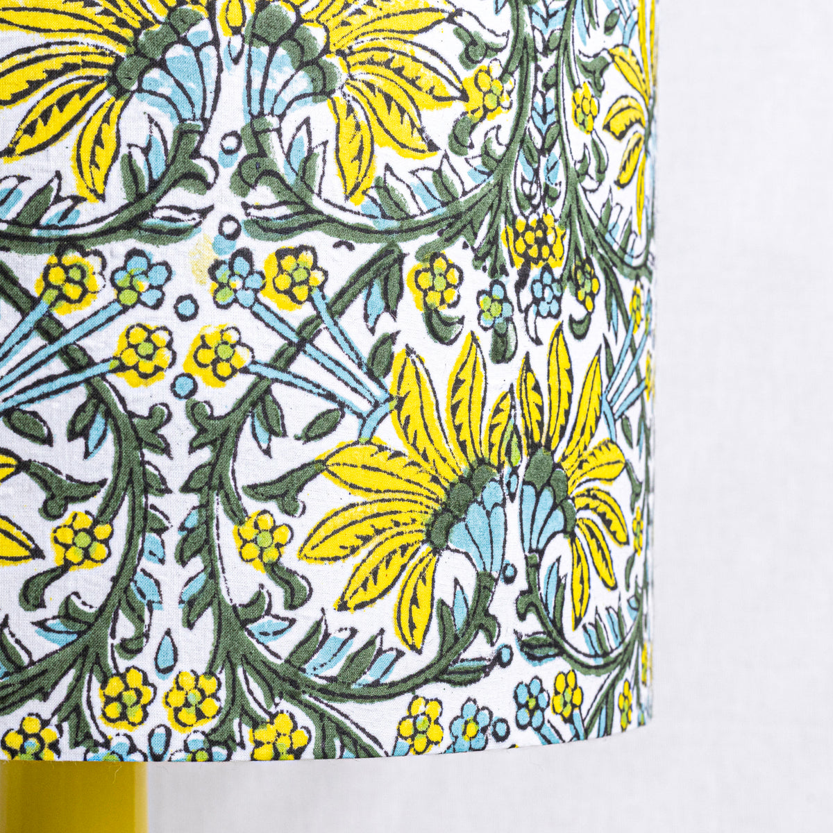 Jasmine Block-Print Fabric Lampshade - Winter's Moon 