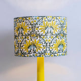 Jasmine Block-Print Fabric Lampshade - Winter's Moon 
